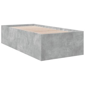 vidaXL Bettgestell Betongrau 100x200 cm Holzwerkstoff