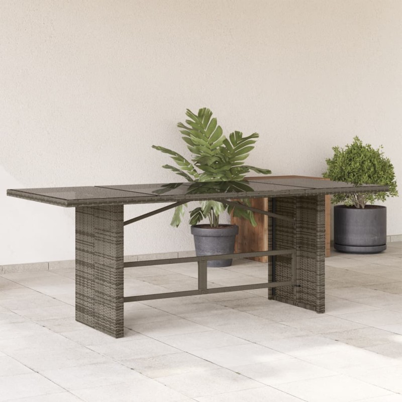 vidaXL Gartentisch mit Glasplatte Grau 190x80x75 cm Poly Rattan vidaXL Gartentisch mit Glasplatte Grau 190x80x75 cm Poly Rattan