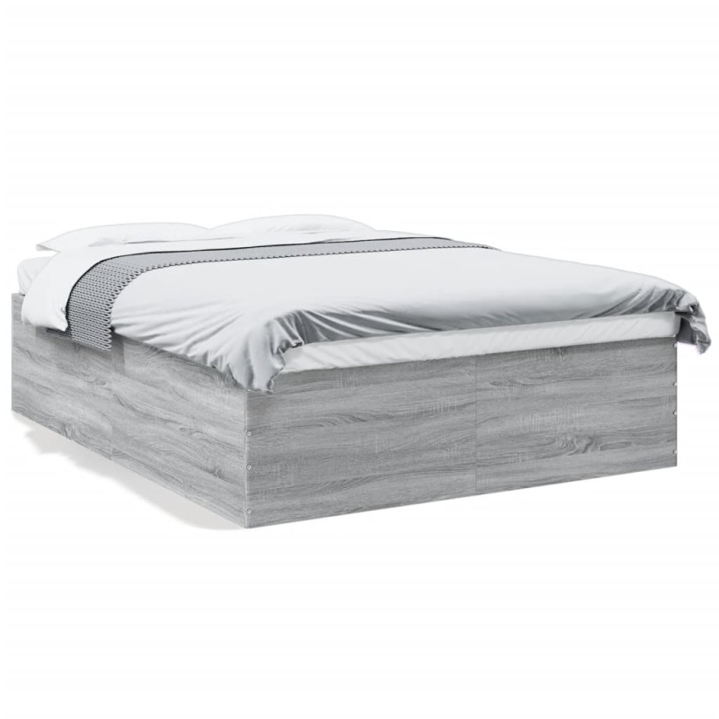 vidaXL Bettgestell Grau Sonoma 150x200 cm Holzwerkstoff vidaXL Bettgestell Grau Sonoma 150x200 cm Holzwerkstoff