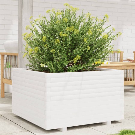 vidaXL Pflanzkübel Weiß 80x80x49,5 cm Massivholz Kiefer
