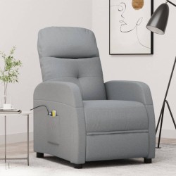 Massagesessel Elektrisch Hellgrau Stoff