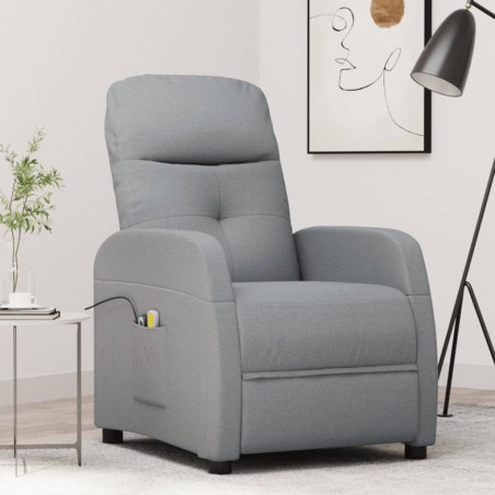 Massagesessel Elektrisch Hellgrau Stoff