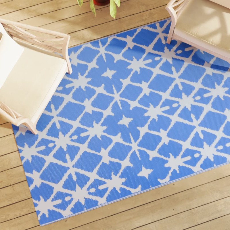 vidaXL Outdoor-Teppich Blau und Weiß 140x200 cm PP vidaXL Outdoor-Teppich Blau und Weiß 140x200 cm PP