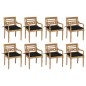 Batavia-Stühle mit Kissen 8 Stk. Massivholz Teak Batavia-Stühle mit Kissen 8 Stk. Massivholz Teak