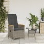 vidaXL Gartensessel Verstellbar mit Kissen Grau Poly Rattan vidaXL Gartensessel Verstellbar mit Kissen Grau Poly Rattan