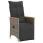 vidaXL Gartensessel Verstellbar mit Kissen Grau Poly Rattan vidaXL Gartensessel Verstellbar mit Kissen Grau Poly Rattan