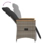 vidaXL Gartensessel Verstellbar mit Kissen Grau Poly Rattan vidaXL Gartensessel Verstellbar mit Kissen Grau Poly Rattan