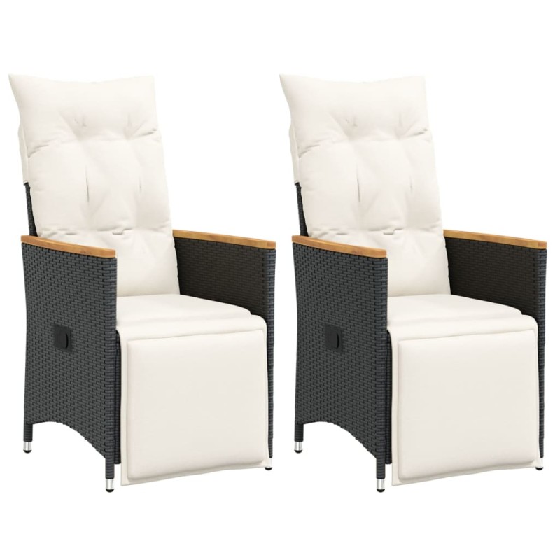 vidaXL Gartensessel mit Kissen 2 Stk. Verstellbar Schwarz Poly Rattan vidaXL Gartensessel mit Kissen 2 Stk. Verstellbar Schwarz Poly Rattan