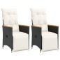 vidaXL Gartensessel mit Kissen 2 Stk. Verstellbar Schwarz Poly Rattan vidaXL Gartensessel mit Kissen 2 Stk. Verstellbar Schwarz Poly Rattan