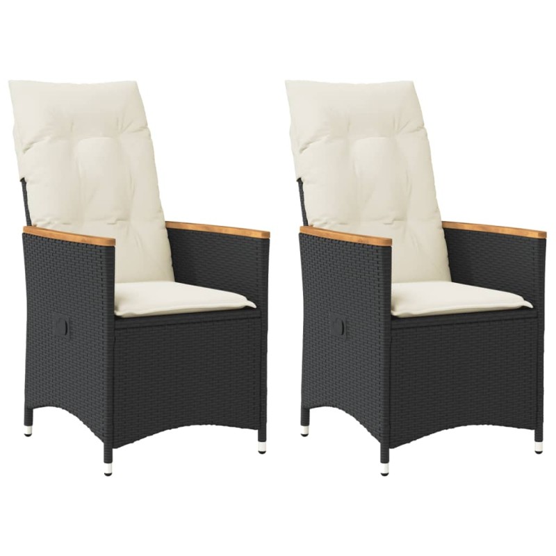 vidaXL Gartensessel mit Kissen 2 Stk. Verstellbar Schwarz Poly Rattan vidaXL Gartensessel mit Kissen 2 Stk. Verstellbar Schwarz Poly Rattan
