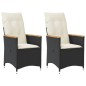 vidaXL Gartensessel mit Kissen 2 Stk. Verstellbar Schwarz Poly Rattan vidaXL Gartensessel mit Kissen 2 Stk. Verstellbar Schwarz Poly Rattan