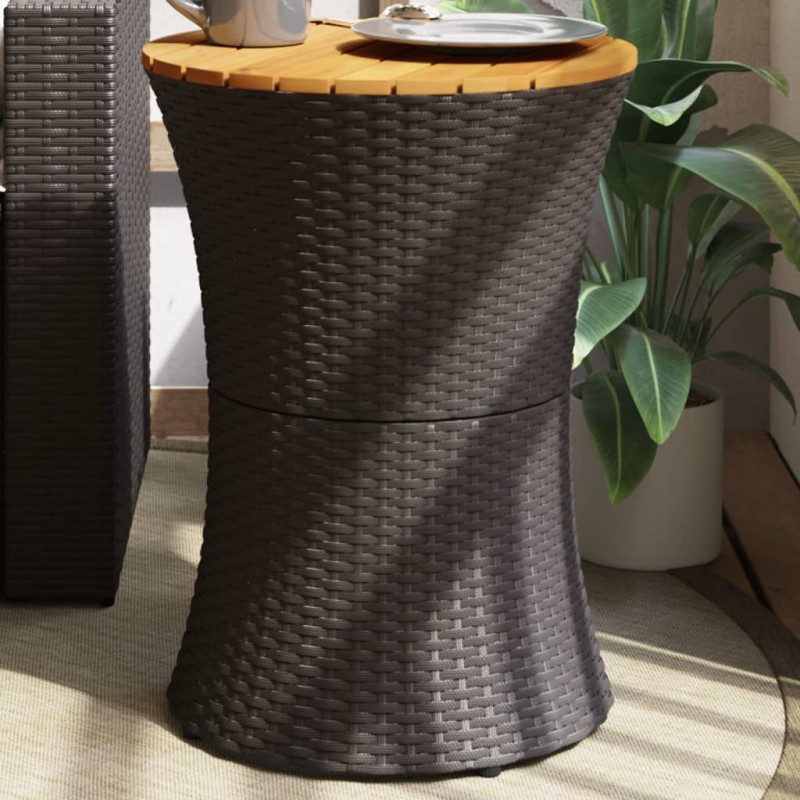 vidaXL Garten-Beistelltisch Trommelform Schwarz Poly Rattan Massivholz vidaXL Garten-Beistelltisch Trommelform Schwarz Poly Rattan Massivholz