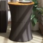 vidaXL Garten-Beistelltisch Trommelform Schwarz Poly Rattan Massivholz vidaXL Garten-Beistelltisch Trommelform Schwarz Poly Rattan Massivholz