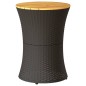 vidaXL Garten-Beistelltisch Trommelform Schwarz Poly Rattan Massivholz vidaXL Garten-Beistelltisch Trommelform Schwarz Poly Rattan Massivholz