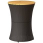 vidaXL Garten-Beistelltisch Trommelform Schwarz Poly Rattan Massivholz vidaXL Garten-Beistelltisch Trommelform Schwarz Poly Rattan Massivholz