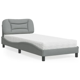 vidaXL Bett mit Matratze Hellgrau 90x190 cm Stoff