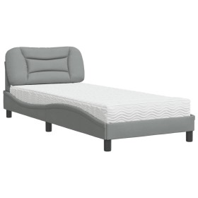 vidaXL Bett mit Matratze Hellgrau 90x190 cm Stoff