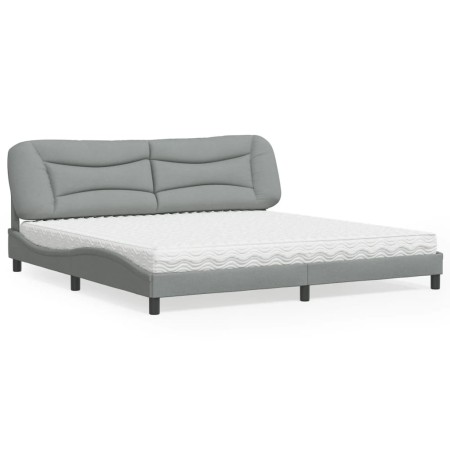 vidaXL Bett mit Matratze Hellgrau 200x200 cm Stoff
