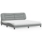 vidaXL Bett mit Matratze Hellgrau 200x200 cm Stoff vidaXL Bett mit Matratze Hellgrau 200x200 cm Stoff