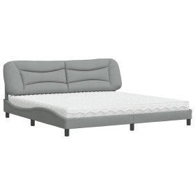vidaXL Bett mit Matratze Hellgrau 200x200 cm Stoff
