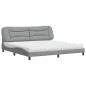 vidaXL Bett mit Matratze Hellgrau 200x200 cm Stoff vidaXL Bett mit Matratze Hellgrau 200x200 cm Stoff