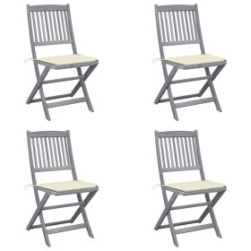 vidaXL Klappbare Gartenstühle 4 Stk. mit Kissen Massivholz Akazie
