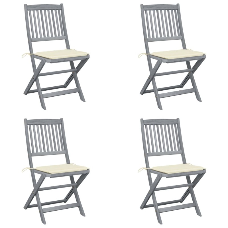 vidaXL Klappbare Gartenstühle 4 Stk. mit Kissen Massivholz Akazie vidaXL Klappbare Gartenstühle 4 Stk. mit Kissen Massivholz Akazie
