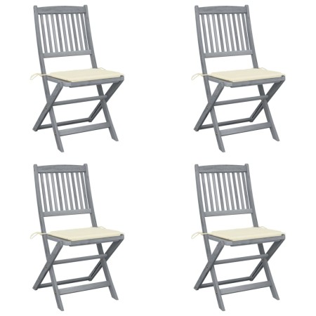 vidaXL Klappbare Gartenstühle 4 Stk. mit Kissen Massivholz Akazie