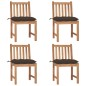 Gartenstühle 4 Stk. mit Kissen Massivholz Teak Gartenstühle 4 Stk. mit Kissen Massivholz Teak