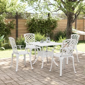 vidaXL 5-tlg. Garten-Essgruppe Weiß Aluminiumguss