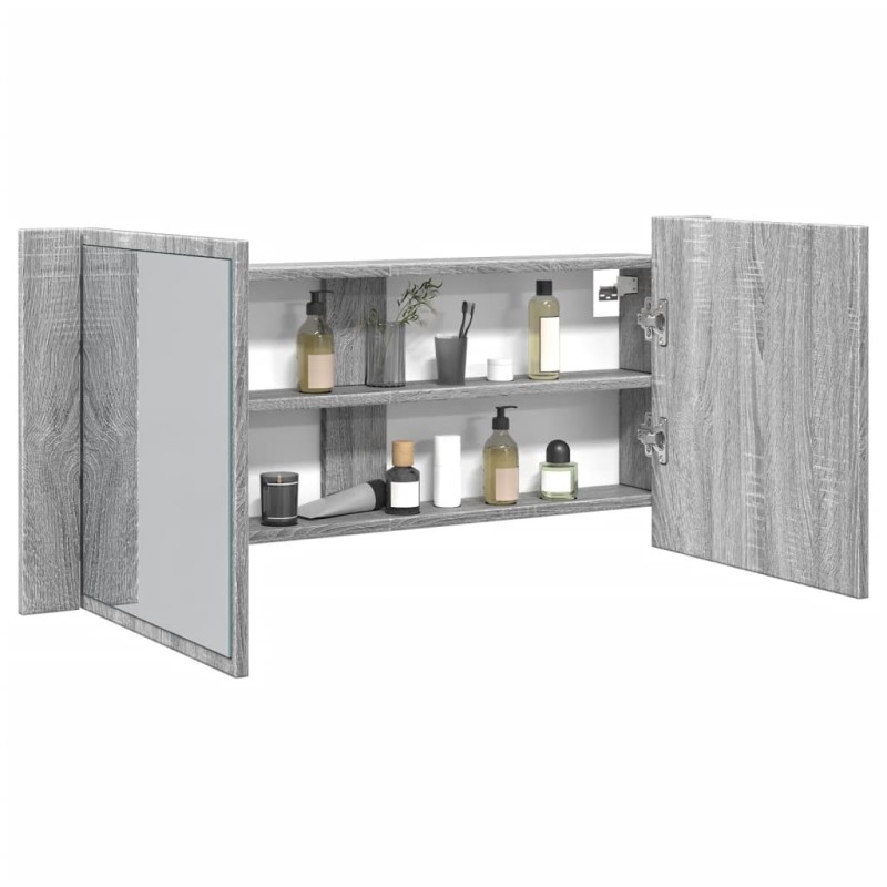 vidaXL LED-Spiegelschrank Grau Sonoma 100x12x45 cm vidaXL LED-Spiegelschrank Grau Sonoma 100x12x45 cm