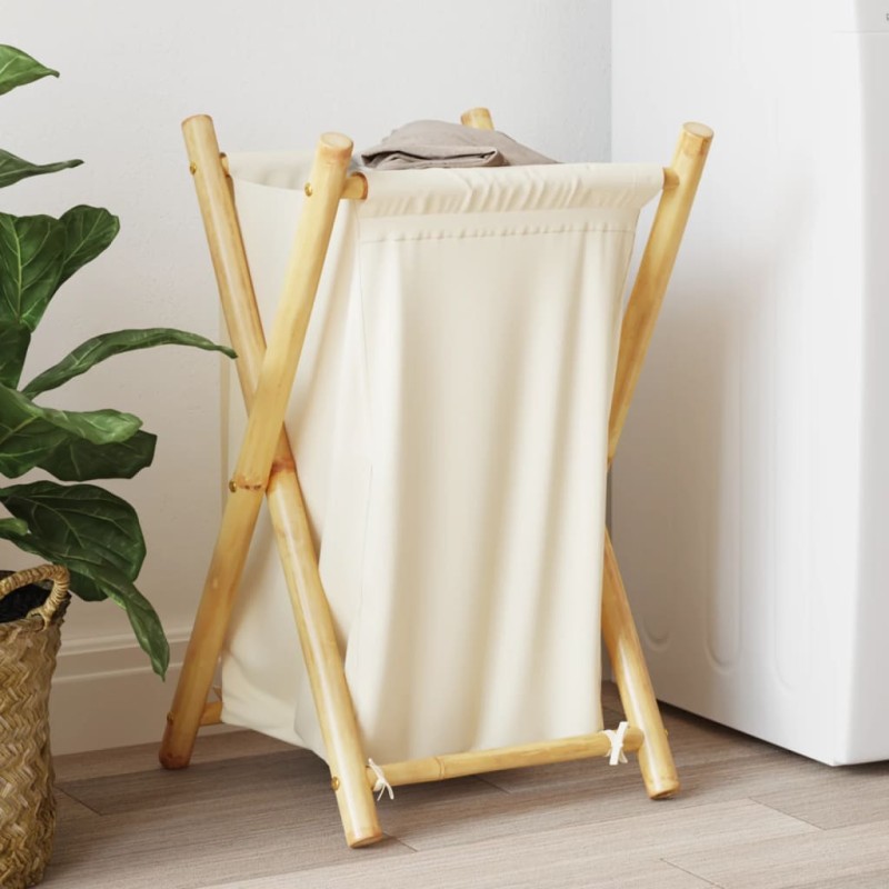 vidaXL Wäschekorb Cremeweiß 41,5x36x63,5 cm Bambus vidaXL Wäschekorb Cremeweiß 41,5x36x63,5 cm Bambus
