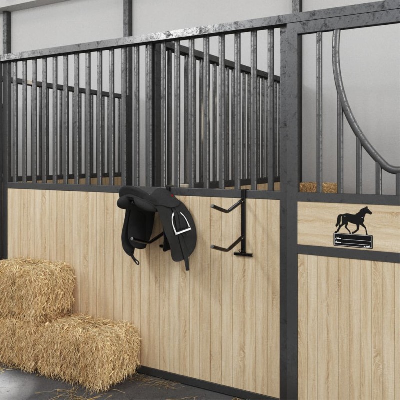 vidaXL Sattelhalter mit Trensenhaken Zweiarmig Tragbar Schwarz Eisen vidaXL Sattelhalter mit Trensenhaken Zweiarmig Tragbar Schwarz Eisen