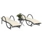 vidaXL Sonnenliegen 2 Stk. mit Tisch Schwarz Poly Rattan vidaXL Sonnenliegen 2 Stk. mit Tisch Schwarz Poly Rattan