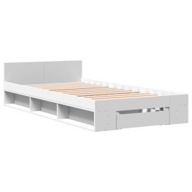 vidaXL Bettgestell mit Schublade Weiß 90x200 cm Holzwerkstoff
