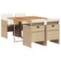 vidaXL 5-tlg. Garten-Essgruppe mit Kissen Beige Poly Rattan vidaXL 5-tlg. Garten-Essgruppe mit Kissen Beige Poly Rattan
