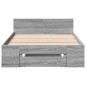 vidaXL Bettgestell mit Schublade Grau Sonoma 90x190 cm Holzwerkstoff vidaXL Bettgestell mit Schublade Grau Sonoma 90x190 cm Holzwerkstoff