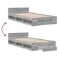 vidaXL Bettgestell mit Schublade Grau Sonoma 90x190 cm Holzwerkstoff vidaXL Bettgestell mit Schublade Grau Sonoma 90x190 cm Holzwerkstoff