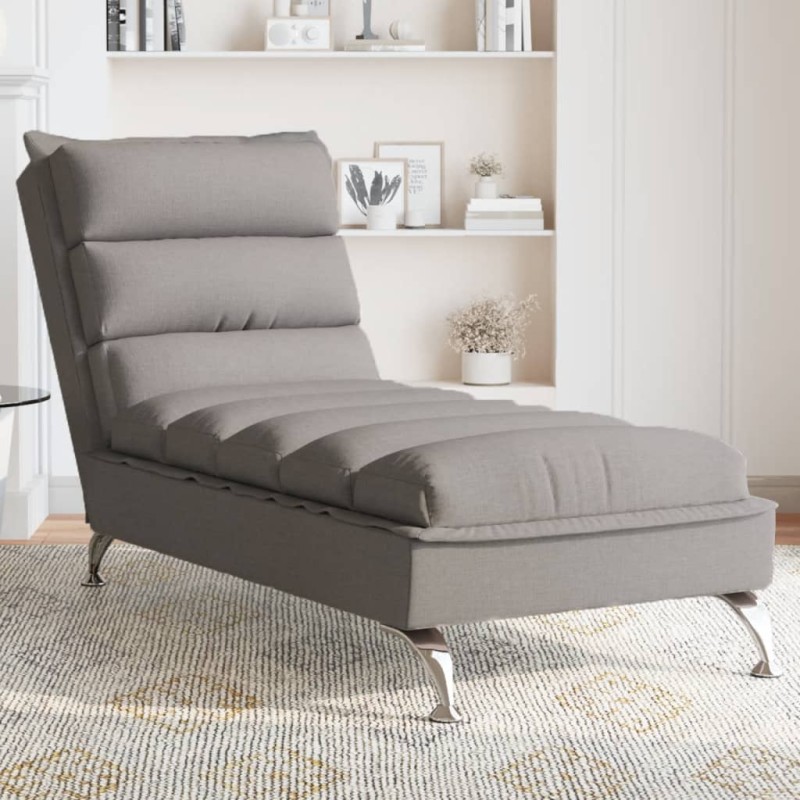 vidaXL Massage-Chaiselongue mit Kissen Taupe Stoff vidaXL Massage-Chaiselongue mit Kissen Taupe Stoff