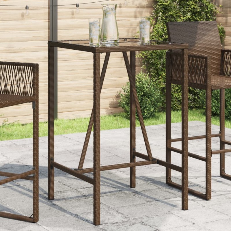 vidaXL Garten-Bartisch Braun 70x70x110 cm Poly Rattan vidaXL Garten-Bartisch Braun 70x70x110 cm Poly Rattan