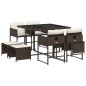 vidaXL 9-tlg. Garten-Essgruppe mit Kissen Braun Poly Rattan vidaXL 9-tlg. Garten-Essgruppe mit Kissen Braun Poly Rattan