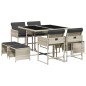 vidaXL 9-tlg. Garten-Essgruppe mit Kissen Hellgrau Poly Rattan vidaXL 9-tlg. Garten-Essgruppe mit Kissen Hellgrau Poly Rattan