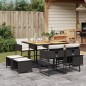 vidaXL 9-tlg. Garten-Essgruppe mit Kissen Schwarz Poly Rattan vidaXL 9-tlg. Garten-Essgruppe mit Kissen Schwarz Poly Rattan