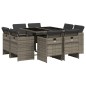 vidaXL 9-tlg. Garten-Essgruppe mit Kissen Grau Poly Rattan vidaXL 9-tlg. Garten-Essgruppe mit Kissen Grau Poly Rattan