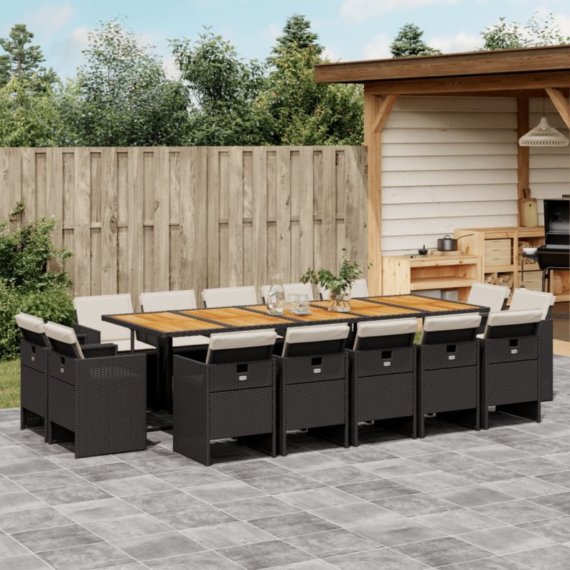 vidaXL 15-tlg. Garten-Essgruppe mit Kissen Schwarz Poly Rattan vidaXL 15-tlg. Garten-Essgruppe mit Kissen Schwarz Poly Rattan