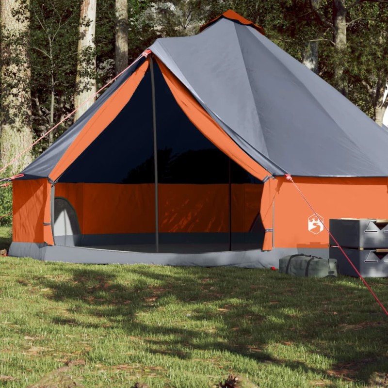 vidaXL Tipi-Familienzelt 8 Personen Grau und Orange Wasserdicht vidaXL Tipi-Familienzelt 8 Personen Grau und Orange Wasserdicht