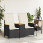 vidaXL Gartensofa 2-Sitzer Verstellbar mit Tisch Schwarz Poly Rattan vidaXL Gartensofa 2-Sitzer Verstellbar mit Tisch Schwarz Poly Rattan