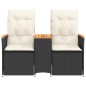 vidaXL Gartensofa 2-Sitzer Verstellbar mit Tisch Schwarz Poly Rattan vidaXL Gartensofa 2-Sitzer Verstellbar mit Tisch Schwarz Poly Rattan