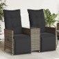 vidaXL Gartensofa 2-Sitzer Verstellbar mit Tisch Grau Poly Rattan vidaXL Gartensofa 2-Sitzer Verstellbar mit Tisch Grau Poly Rattan