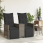 vidaXL Gartensofa 2-Sitzer Verstellbar mit Tisch Grau Poly Rattan vidaXL Gartensofa 2-Sitzer Verstellbar mit Tisch Grau Poly Rattan